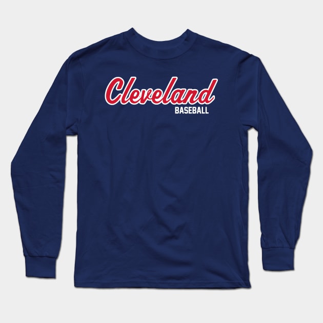 Cleveland Baseball Script Long Sleeve T-Shirt by twothree
